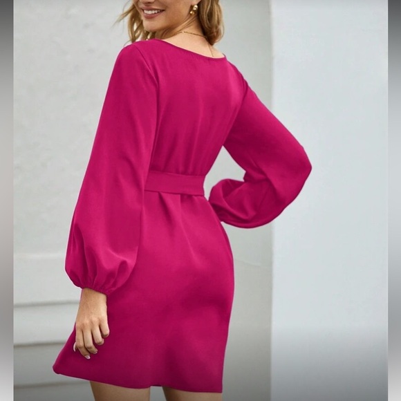 Boho lantern sleeve  belted dress - Picture 4 of 15